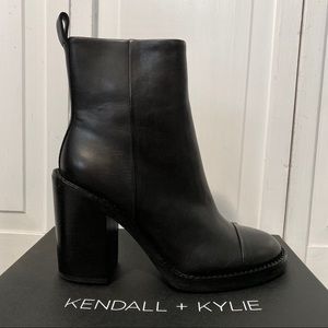 Kendall + Kylie Black Leather LANCE Ankle Boots